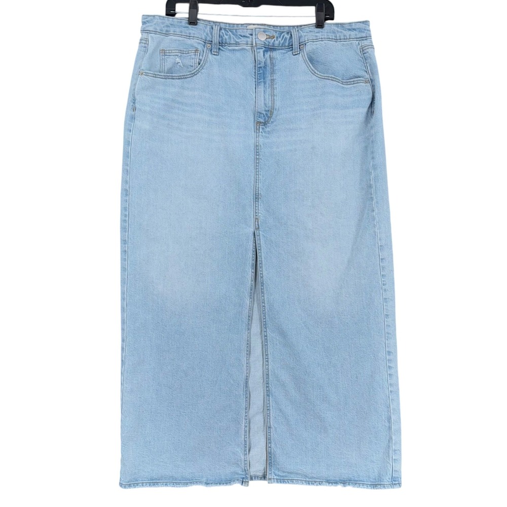 Universal Thread Denim Maxi Skirt Womens 17 Light Wash Front Slit